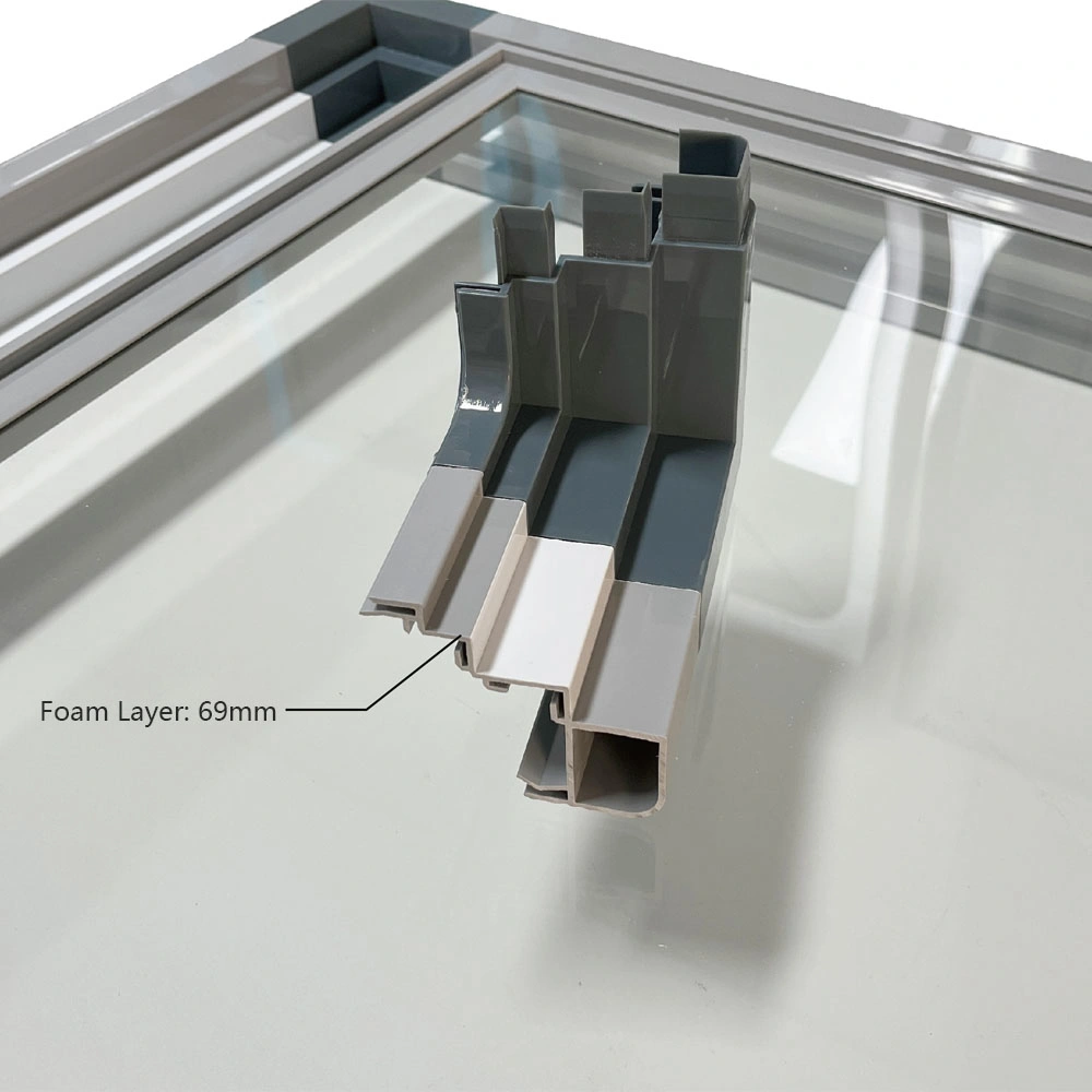 Plastic Frame Chest Sliding Freezer Tempered Glass Door